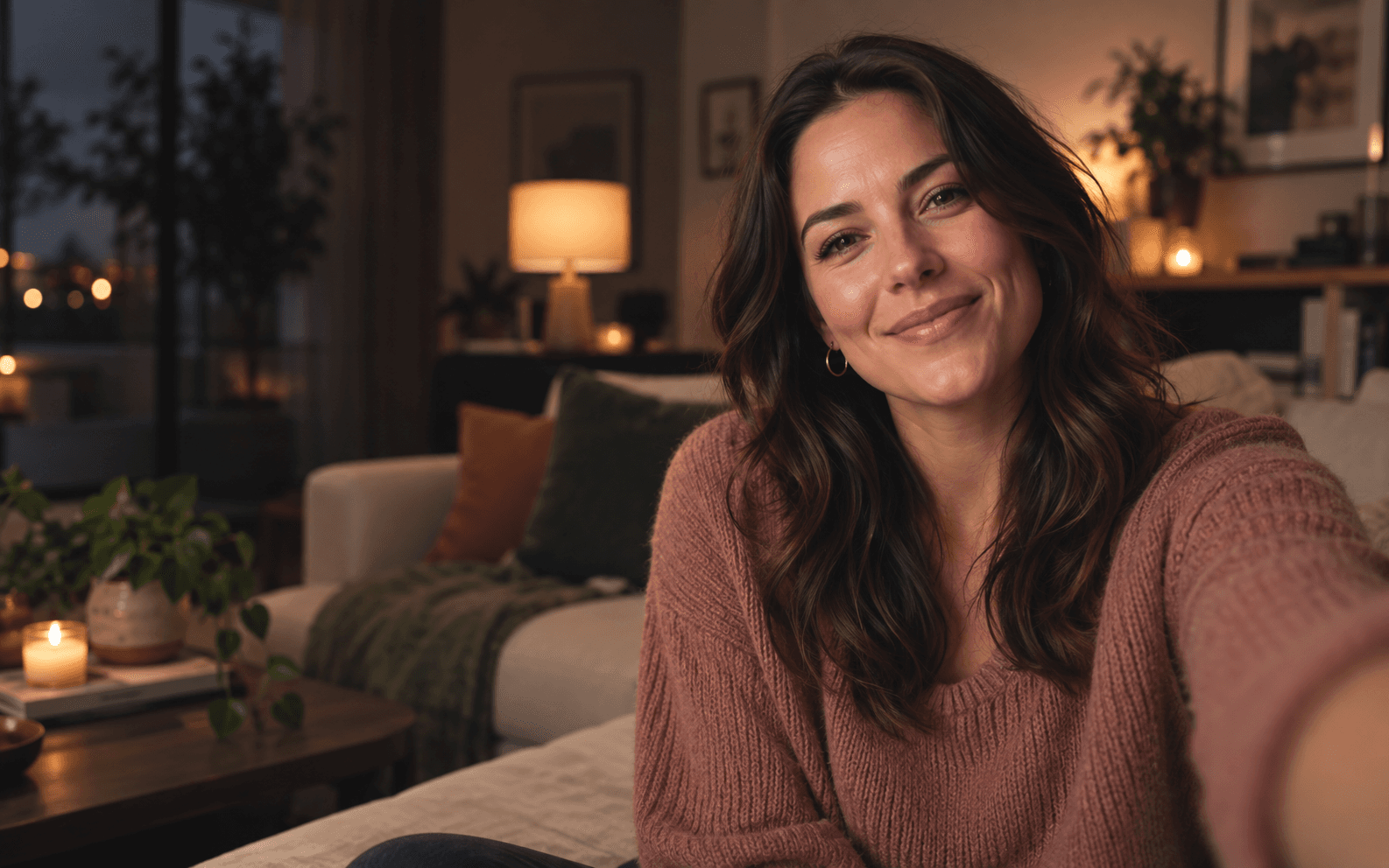 Een vrouw neemt een persoonlijke videoboodschap op